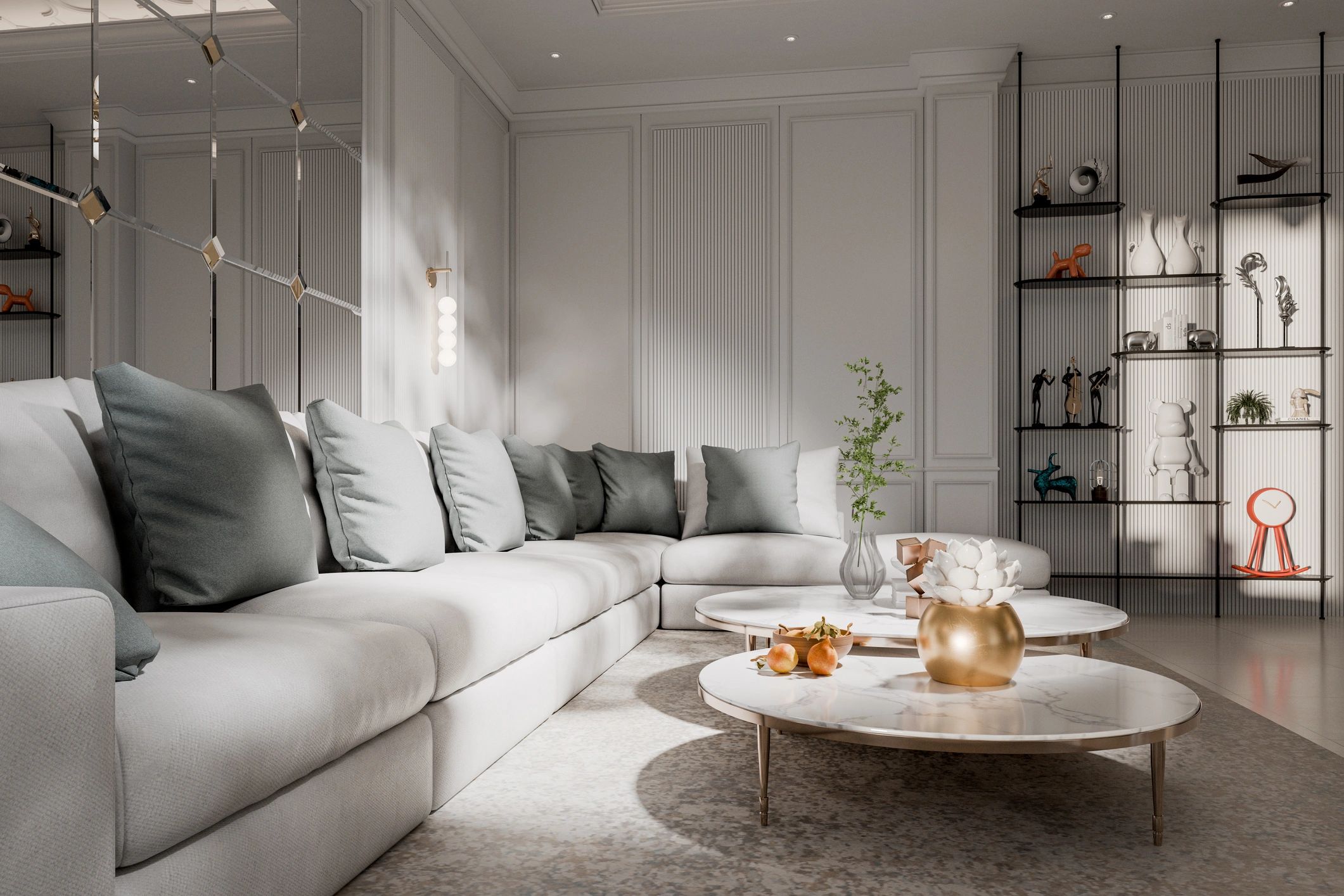 Modern living room interior with wall art
